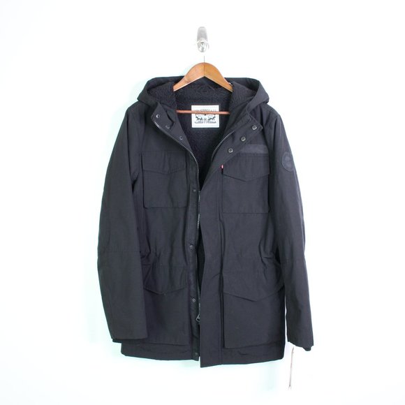 Levi's Jackets & Blazers - Levi's Black Nylon Hooded Military Parka Jacket Black S